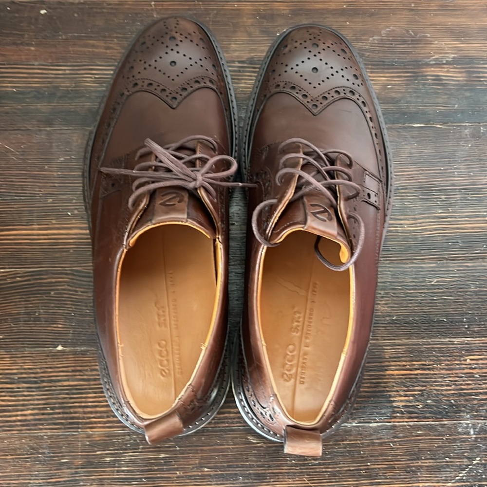 ECCO St.1 Hybrid Men's Leather Wingtip Derby Shoe Size 44 - Picture 3 of 6